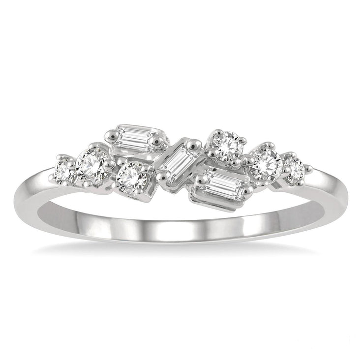 Round & Baguette Diamond Cluster Band