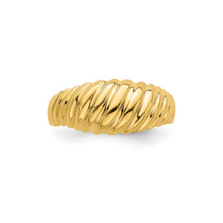 14K Yellow Gold Polished Croissant Dome Ring