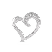 Sterling Silver Heart Shape Diamond Stud Earrings