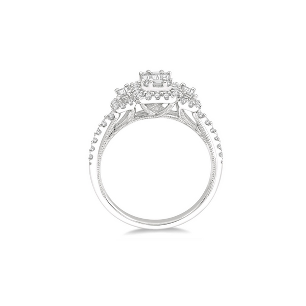 Lovebright Three-Stone Emerald Cut Diamond Engagement Ring