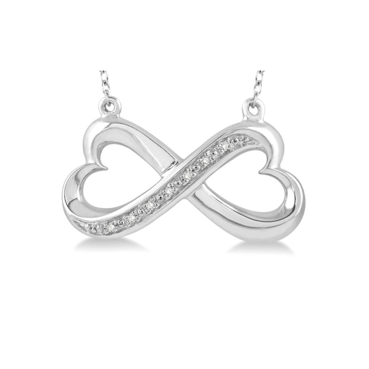 Sterling Silver Infinity Heart Diamond Pendant