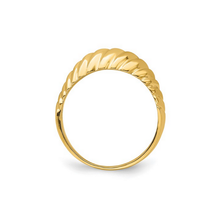 14K Yellow Gold Polished Croissant Dome Ring