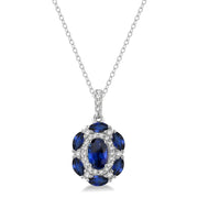 14K White Gold Oval Sapphire Pendant with Marquise Sapphires and Round Diamonds. Bichsel Jewelry in Sedalia, MO. Shop online or in-store today!