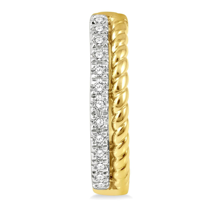 14K Yellow Gold Rope & Diamond Hoop Earrings
