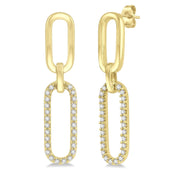 14K Yellow Gold & Diamond Paperclip Dangle Earrings