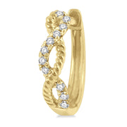 10K Yellow Gold Diamond Twist Huggie Hoop Earrings