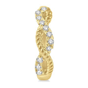 10K Yellow Gold Diamond Twist Huggie Hoop Earrings