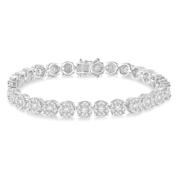 14K White Gold Lovebright Invisible Halo Diamond Tennis Bracelet
