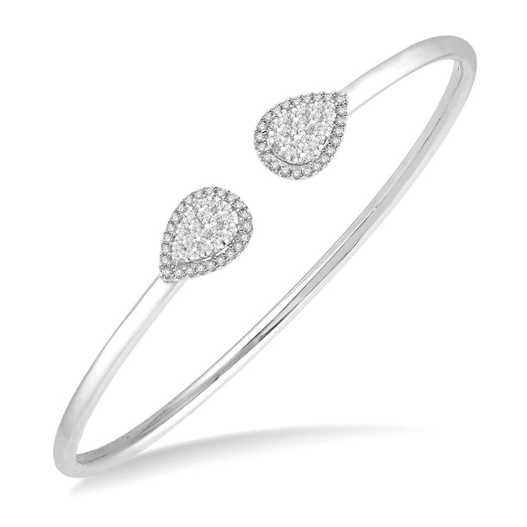   14K White Gold Lovebright Pear Shape Diamond Bangle 