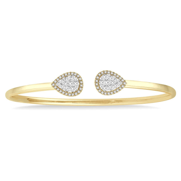 14K Yellow Gold Lovebright Pear Shape Diamond Bangle 