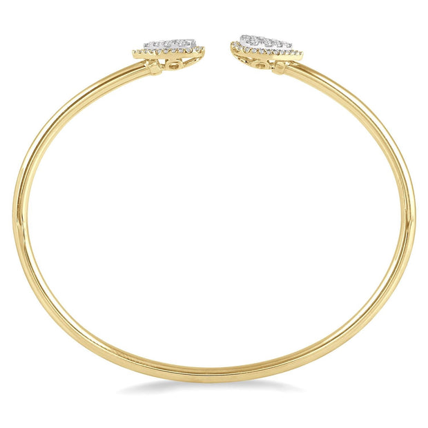 14K Yellow Gold Lovebright Pear Shape Diamond Bangle 