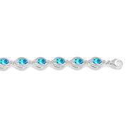 Sterling Silver Blue Topaz Bracelet with Diamond Accents