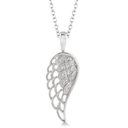 Sterling Silver Angel Wing Diamond Pendant