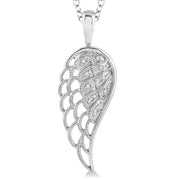 Sterling Silver Angel Wing Diamond Pendant