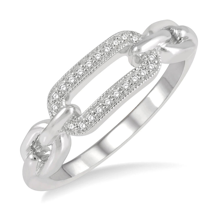Sterling Silver Paperclip Ring with Diamond Links