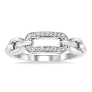 Sterling Silver Paperclip Ring with Diamond Links