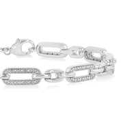 Sterling Silver Paperclip Bracelet with Diamond Links