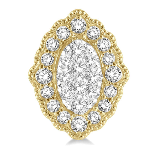 Lattice-Edge Oval Shape Diamond Studs