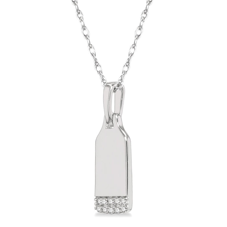 10K White Gold Diamond Tag Pendant