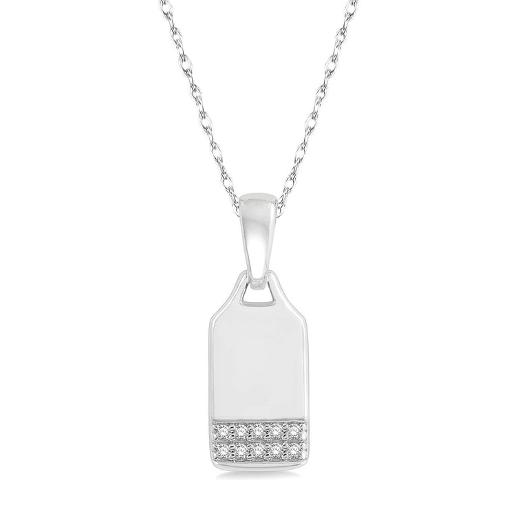 10K White Gold Diamond Tag Pendant