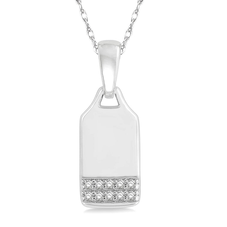 10K White Gold Diamond Tag Pendant