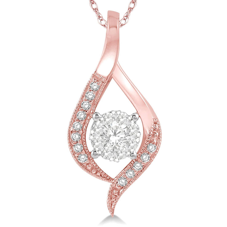14K Rose Gold Lovebright Diamond Pendant