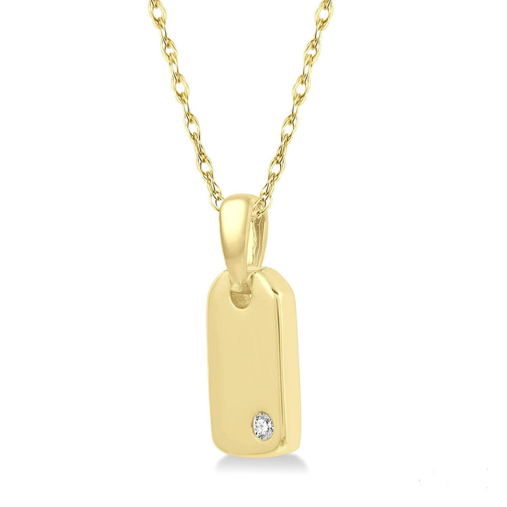 Gold Tag Pendant with Diamond Accent
