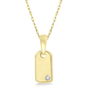 Gold Tag Pendant with Diamond Accent