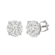 14K White Gold Lovebright Invisible Diamond Stud Earrings