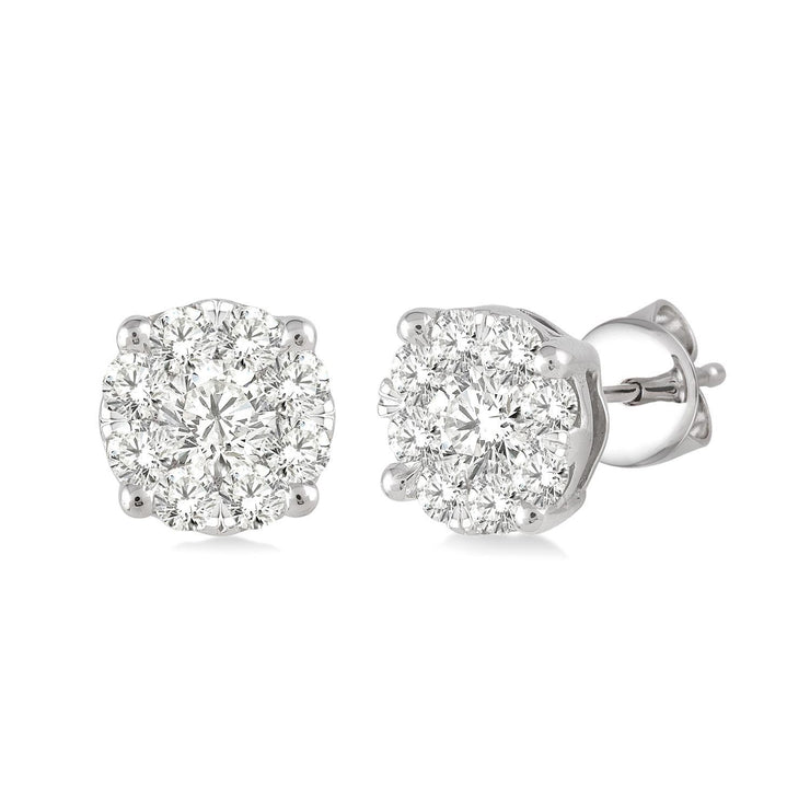 14K White Gold Lovebright Invisible Diamond Stud Earrings