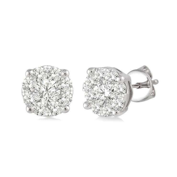 14K White Gold Lovebright Invisible Halo Diamond Studs