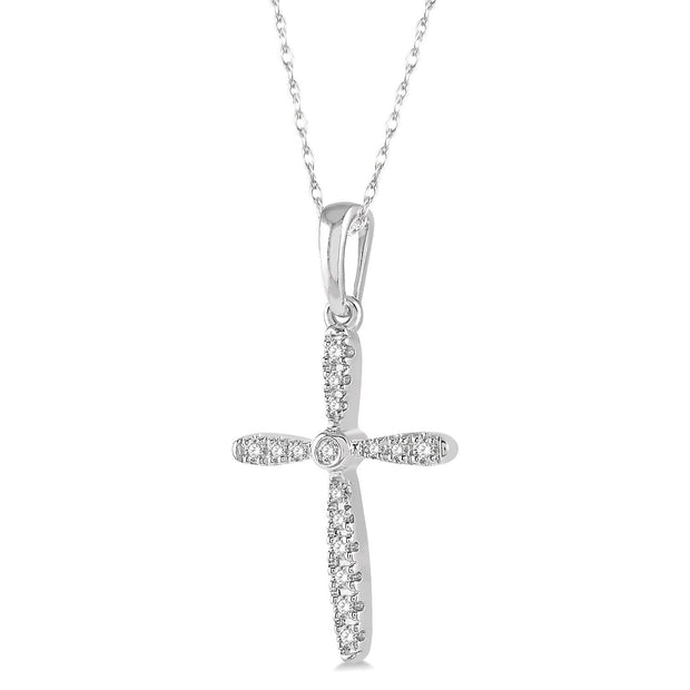 10K White Gold Diamond Cross Pendant