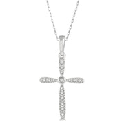 10K White Gold Diamond Cross Pendant
