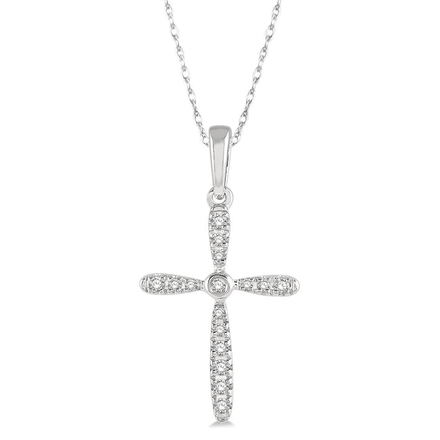 10K White Gold Diamond Cross Pendant