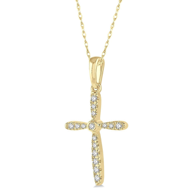 10K Yellow Gold Diamond Cross Pendant