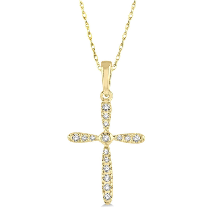 10K Yellow Gold Diamond Cross Pendant