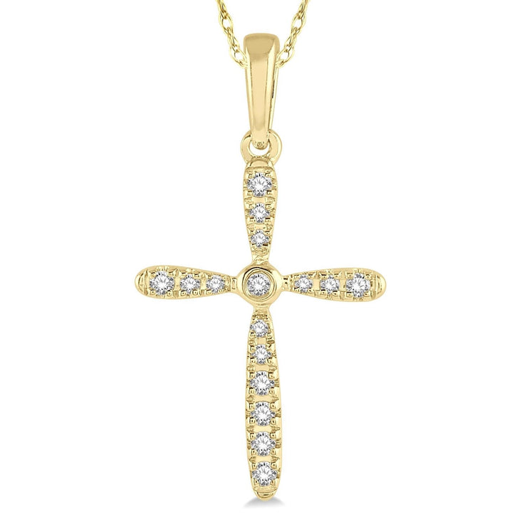 10K Yellow Gold Diamond Cross Pendant