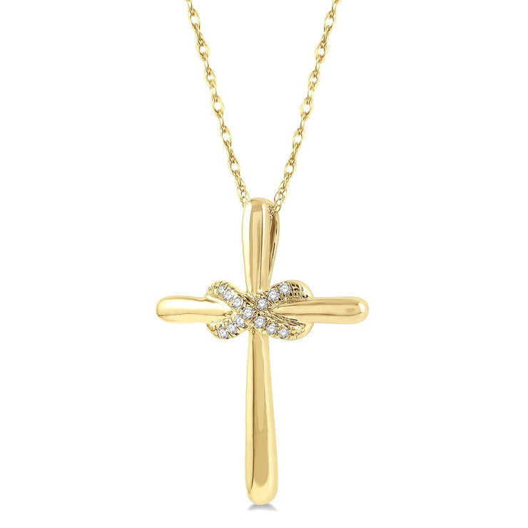 10K Yellow Gold & Diamond Infinity Cross Pendant