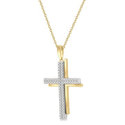 Twin 10K Yellow Gold & Diamond Cross Pendant