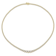 14K Yellow Gold Diamond Riviera Necklace