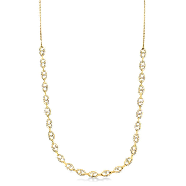 14K Yellow Gold Mariner Link Diamond Necklace