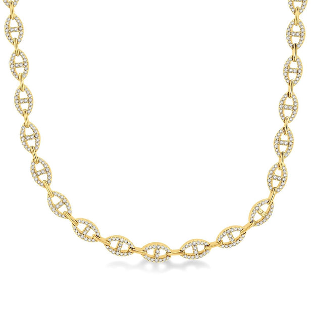 14K Yellow Gold Mariner Link Diamond Necklace