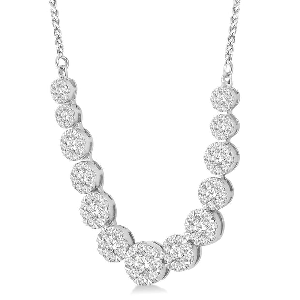 14K White Gold Lovebright Invisible Halo Diamond Necklace