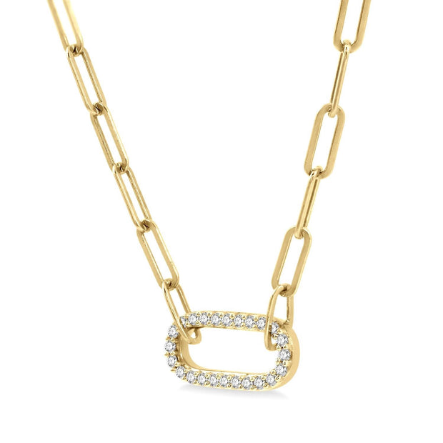 Diamond Link Paperclip Chain Necklace