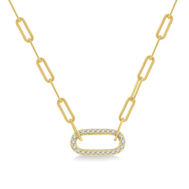 Diamond Link Paperclip Chain Necklace