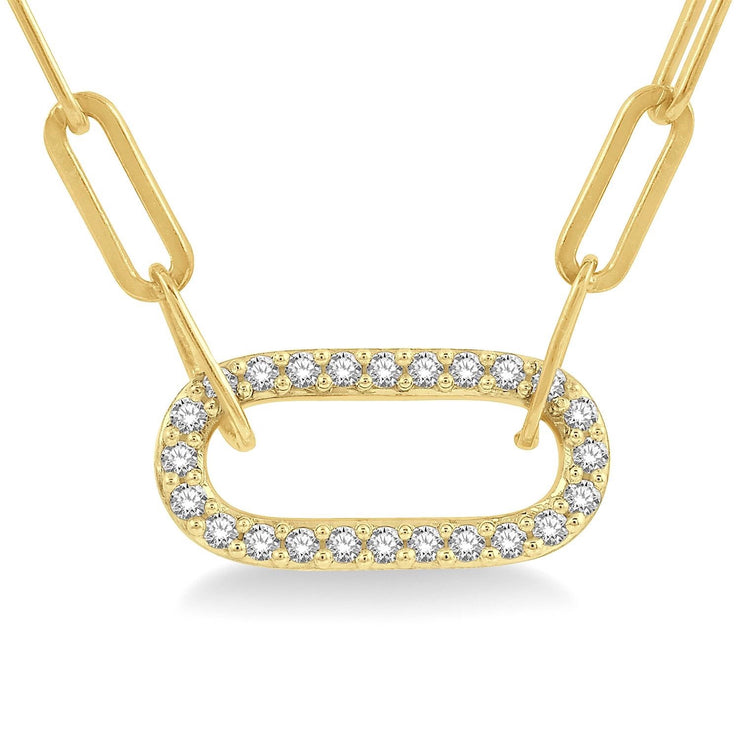 Diamond Link Paperclip Chain Necklace