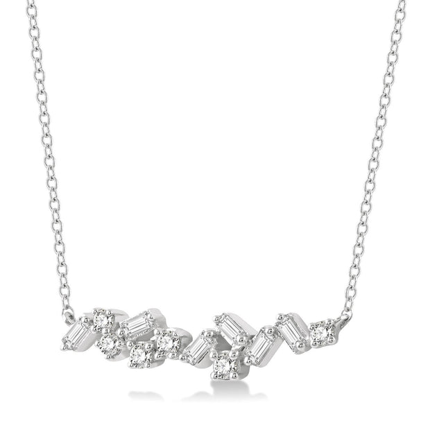 14K White Gold Diamond Scatter Necklace