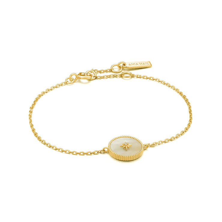 Ania Haie Gold Mother Of Pearl Emblem Bracelet