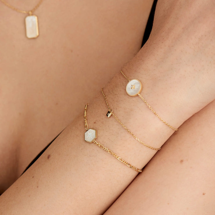 Ania Haie Gold Mother Of Pearl Emblem Bracelet