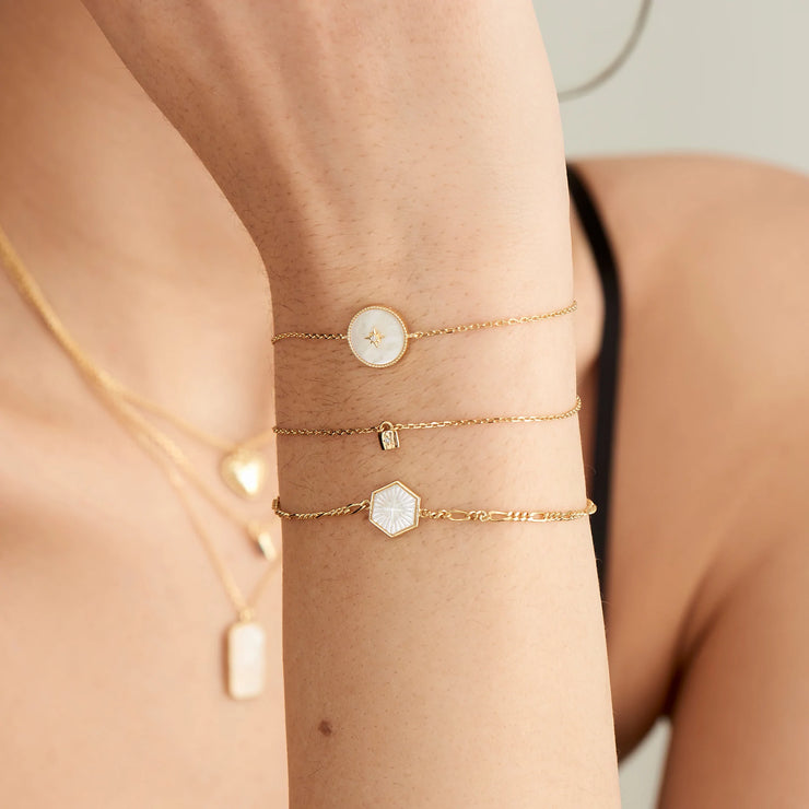 Ania Haie Gold Mother Of Pearl Emblem Bracelet